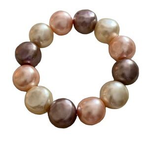 NEW Pearlescent Chunky Beaded Stretch Bracelet Woman’s Jewelry Pink Cream Plumb